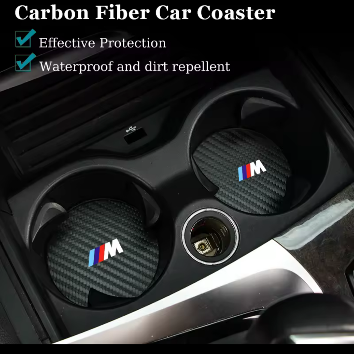 2 Pieces Coaster Cup Pad For BMW F & G Series Cars M Logo