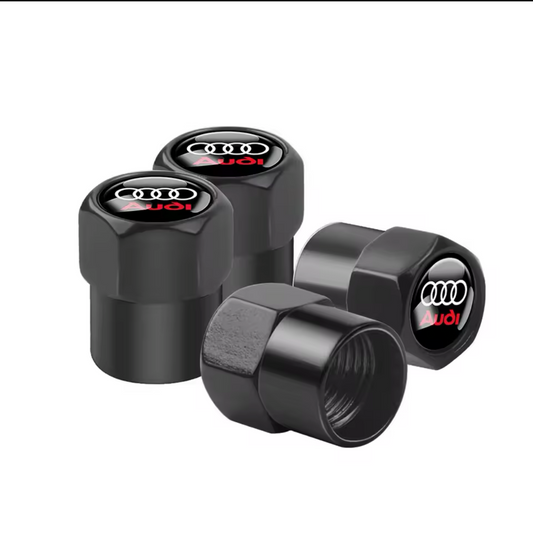 4X Audi Black Dust Caps Audi Logo Valve Caps For All Audi Cars