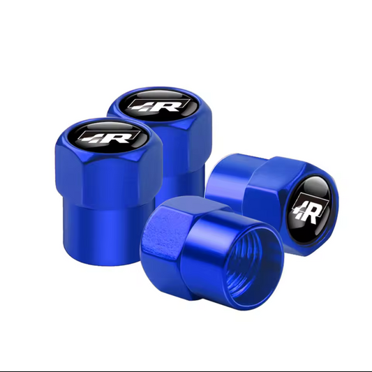 4X R Blue New Style Dust Valve Caps For Volkswagon VW Golf R Cars