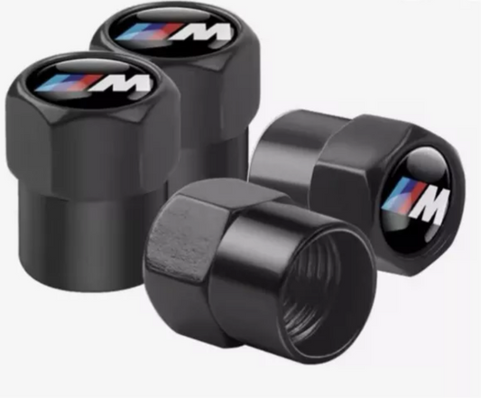4X BMW Black Dust Caps M Logo Valve Caps